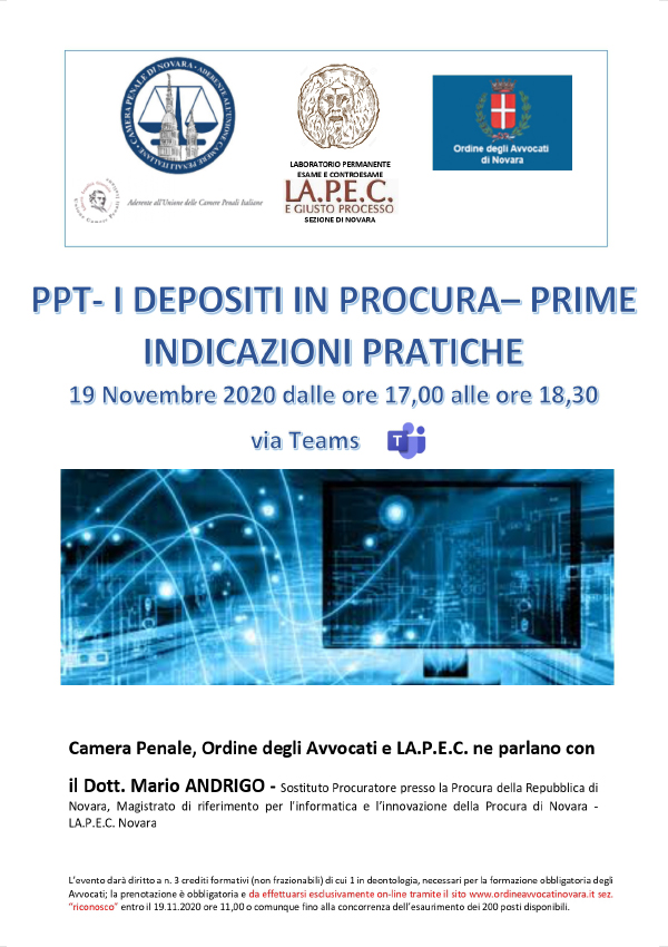 I depositi in Procura - Prime indicazioni pratiche.