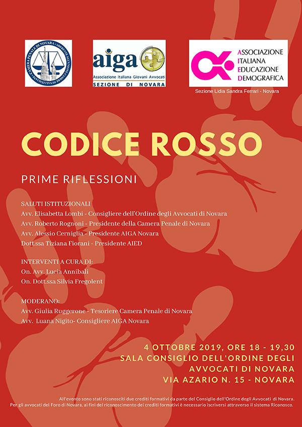 Codice rosso. Prime riflessioni. Codice rosso. Prime riflessioni.