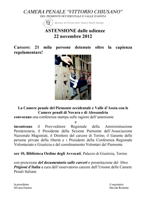 22 Novembre 2012: Astensione delle udienze.